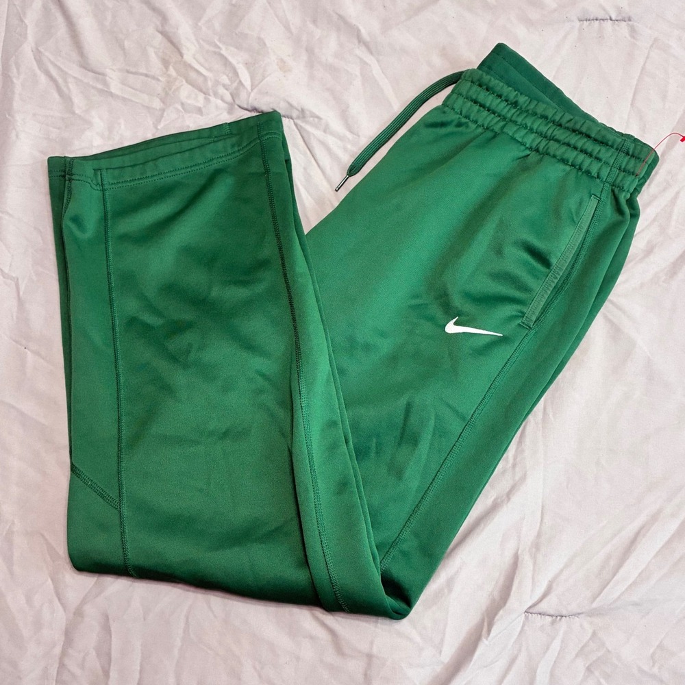 Nike Dri-FIT Green Fleece Lined Sweatpants Mens Large Straight Leg Track Pants